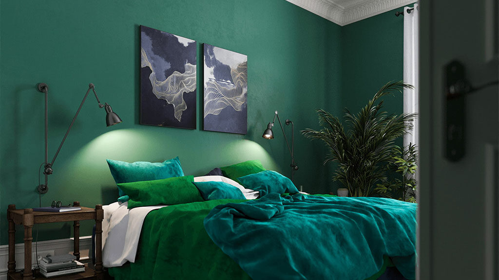 Зеленый цвет в спальне по фен-шуй